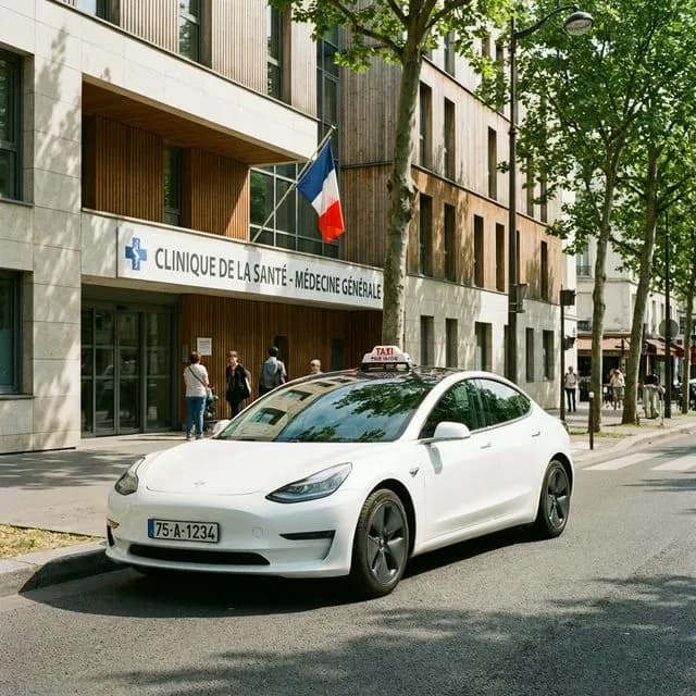 Taxi devant un établissement de santé à Apt