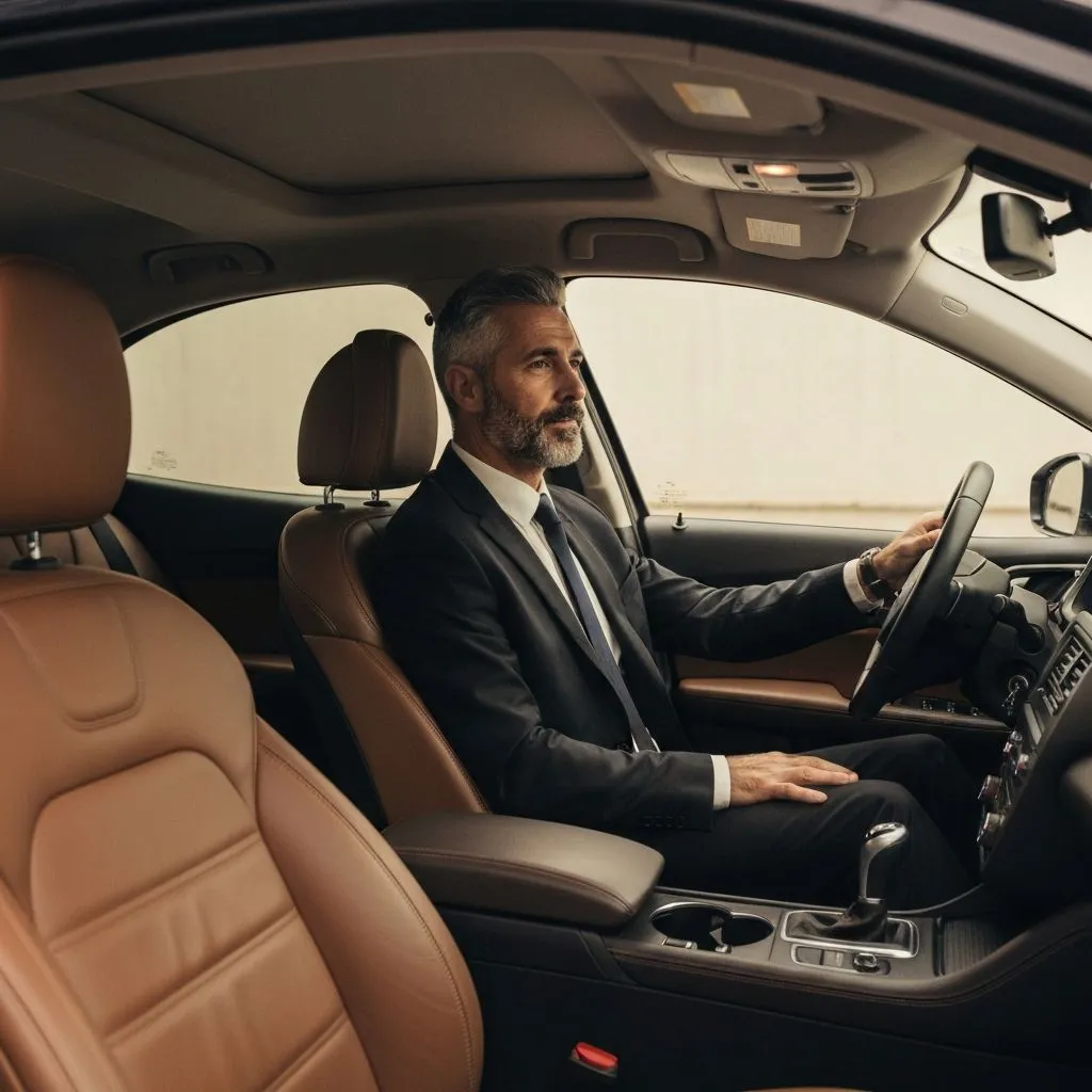 Intérieur confortable du taxi pour transfert aéroport