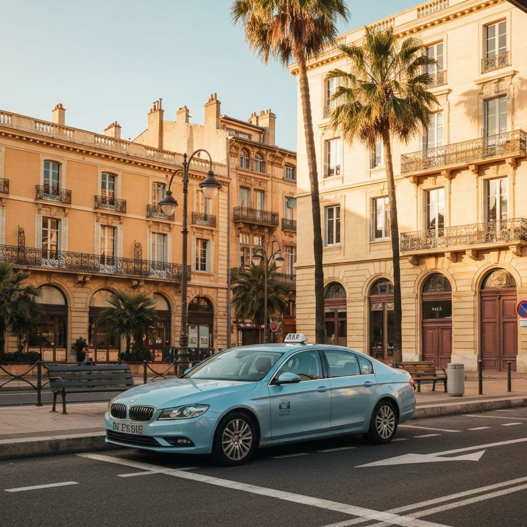 Taxi devant la gare TGV d'Avignon